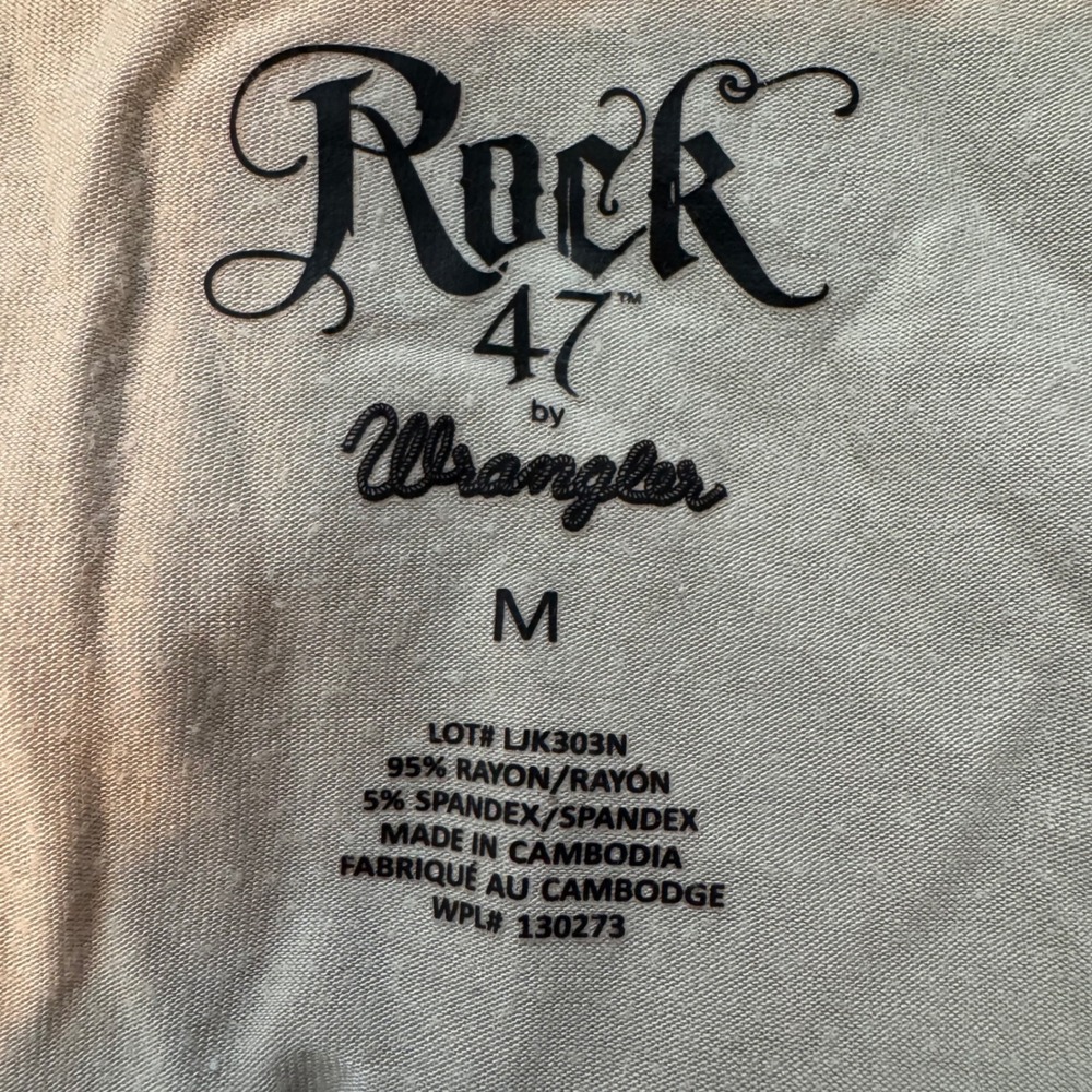 Western Boho Rhinestone Rock 47 by Wrangler Long Sleeve Tee Medium Tan‎ - Picture 4 of 5